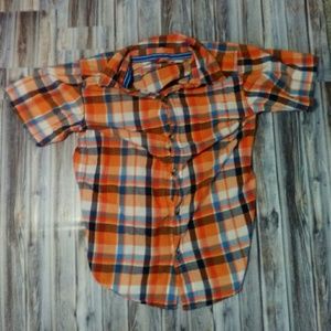 Children's Place Orange Plaid Short Sleeve Shirt